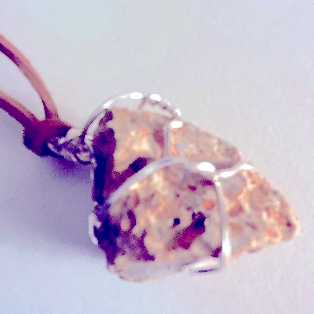 Free💰Add 1 to bundle Necklace 2” Sunstone silver wire-wrap 24” suede cord